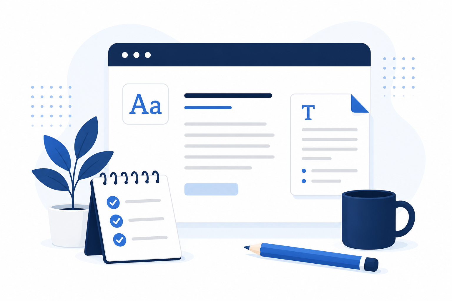Minimal illustration representing Title Case Tool and its mission to create simple, free tools and guides for writing, formatting, and working with text.
